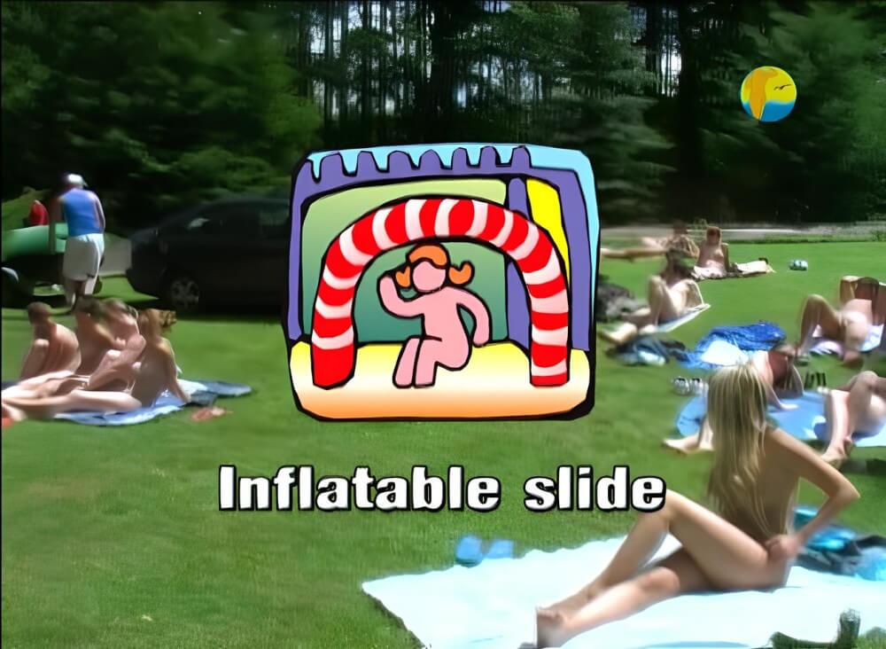 Naturist: Freedom: Inflatable Slide - The cult of nudity has not been forgotten