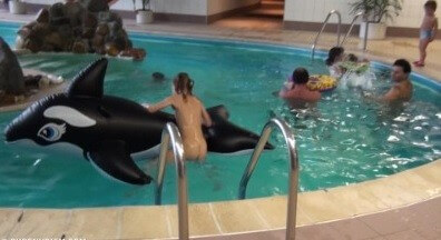 Indoor dolphin ride Full HD - Nudism is often equated with naturism
